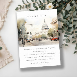 シックミニマルワシントンDC、米国ウォーター結婚カラー サンキューカード