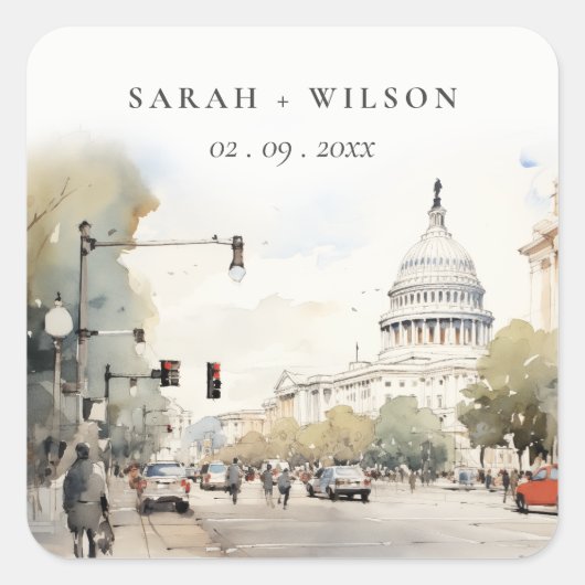 シックミニマルワシントンDC、米国ウォーター結婚カラー スクエアシール (正面)