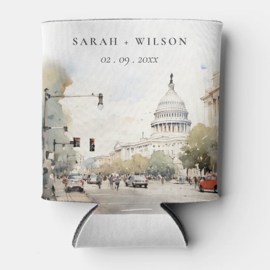 シックミニマルワシントンDC、米国ウォーター結婚カラー 缶クーラー (正面)