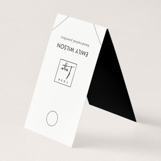 シックミニマル白黒ズぶら下がったネックレスディスプレイ 名刺 (裏面)