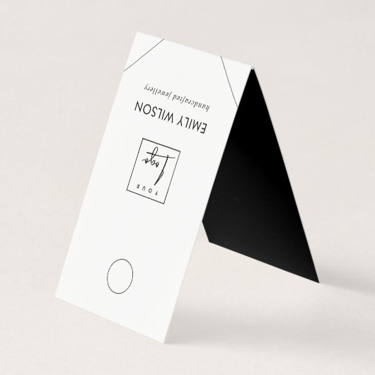 シックミニマル白黒ズぶら下がったネックレスディスプレイ 名刺 (正面)