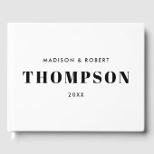 シックミニマル白黒モノグラムはっきりした結婚ズ ゲストブック (正面)