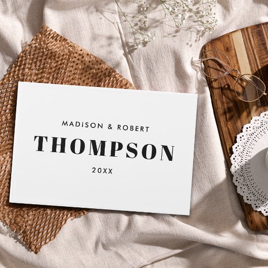 シックミニマル白黒モノグラムはっきりした結婚ズ ゲストブック