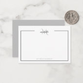 シックミニマル白黒モノグラム ノートカード (正面/裏面インサイチュ)