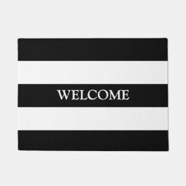 シックミニマル白黒ラインストライプカスタム ドアマット