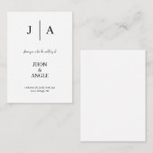シックミニマル白黒結婚式招待状 エンクロージャーカード (正面/裏面)