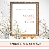 シックミニマル赤面ピンクピーチ結婚ズウェルカムサイン ポスター