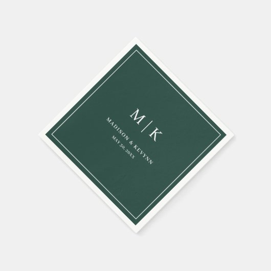 シックミニマル・セージ・グリーン |の結婚ナプキンス スタンダードカクテルナプキン (角)