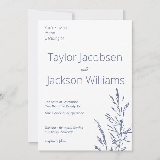 シックミニマル・ブルー 招待状 (正面)