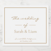 シックミニマル |ホワイトとゴールデン結婚のボトル スパークリングワインラベル (シングルラベル)