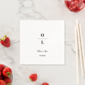 シックミニマル・ホワイトとブラック結婚ズ スタンダードカクテルナプキン (インサイチュ)