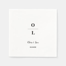 シックミニマル・ホワイトとブラック結婚ズ スタンダードカクテルナプキン