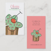 シックミントさくらんぼカップケーキスイーツベーカリーデザートショップ 名刺 (正面/裏面)