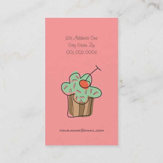 シックミントさくらんぼカップケーキスイーツベーカリーデザートショップ 名刺 (裏面)