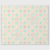 シックミントグリーンパステルコーラルサークルアートパターン ラッピングペーパー (フラット)
