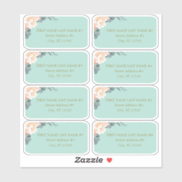 シックミントグリーンピーチ結婚フローラズゲストアドレス シール