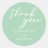 シックミントグリーンホワイトタイポグラフィカスタムウェディング ラウンドシール (正面)