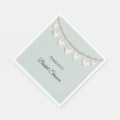 シックミントグリーンホワイトハートブライダルシャワー スタンダードランチョンナプキン (角)