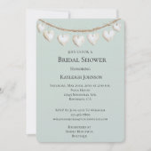 シックミントグリーンホワイトハートブライダルシャワー 招待状 (正面)