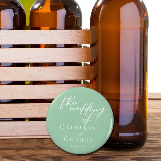 シックミントグリーンホワイト春の結婚式カスタム 栓抜き