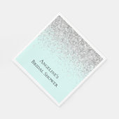 シックミントシルバーグリッターブライダルシャワー スタンダードランチョンナプキン (角)