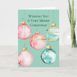 シックミントピンク金ゴールドクリスマスオーナメント カード