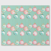 シックミントピンク金ゴールドクリスマスオーナメント ラッピングペーパー (フラット)