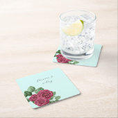 シックミントブルゴーニュ金ゴールド結婚バラ葉ズ スクエアペーパーコースター (インサイチュ)