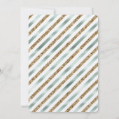 シックミントホワイト金ゴールドストライプグリッター結婚ズ 招待状 (裏面)