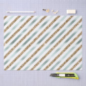 シックミントホワイト金ゴールドストライプグリッター 薄葉紙 (クラフト)