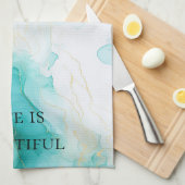 シックミントホワイト金ゴールドブライダルシャワー キッチンタオル (四つ折り)