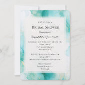シックミントホワイト金ゴールドマーブルブライダルシャワー 招待状 (正面)