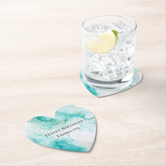 シックミントホワイト金ゴールド誕生日 ペーパーコースター (インサイチュ)