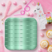 シックミントリボンブライダルシャワー ペーパープレート (パーティー)