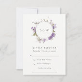シックメドウ薄紫フローラ結婚リース 出欠カード (正面)