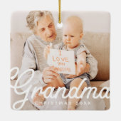 シックモダンおばあちゃん写真クリスマスホリデー セラミックオーナメント (裏面)