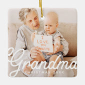 シックモダンおばあちゃん写真クリスマスホリデー セラミックオーナメント (正面)