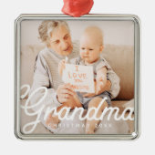 シックモダンおばあちゃん写真クリスマスホリデー メタルオーナメント (正面)