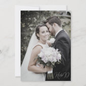 シックモダンたった今結婚しましたブラック 招待状 (裏面)