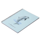 シックモダンなイルカとライトブルーのスクリプト ノートブック (左側)