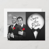 シックモダンなエレガントゲイTuxedo写真デートを保存 案内ポストカード (正面/裏面)