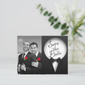 シックモダンなエレガントゲイTuxedo写真デートを保存 案内ポストカード (スタンド正面)