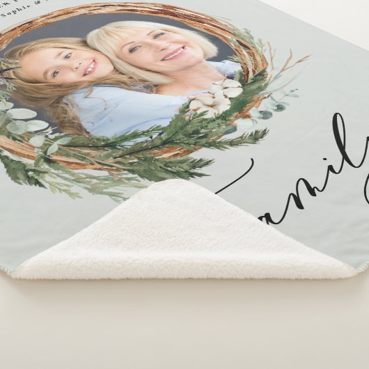 シックモダンなエレガント葉のリース写真ファミリー シェルパブランケット (3/4)