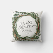 シックモダンなエレガント葉のリース写真母 クッション (正面)