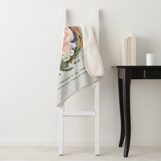 シックモダンなエレガント葉のリース写真母 シェルパブランケット (インサイチュ)