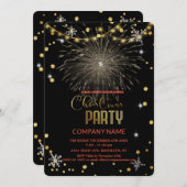 シックモダンなク企業のリスマス金ゴールド 招待状 (正面/裏面)