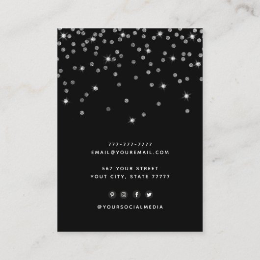 シックモダンなシンプルグリッタージュエリーイヤリングディスプレイ 名刺 (裏面)