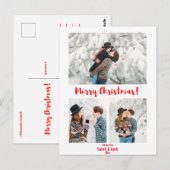 シックモダンなスクリプトmerry christmas photo ポストカード (正面/裏面)