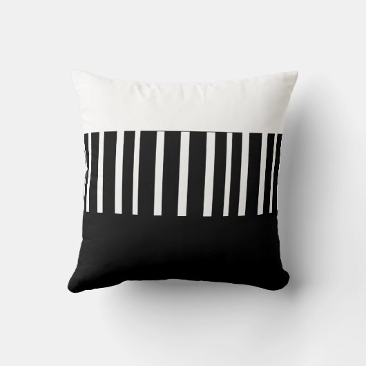 シックモダンなストライプ枕の黒と白 クッション (裏面)
