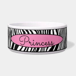 シックモダンなゼブラスキンパターンペットドッグフード水 ボウル